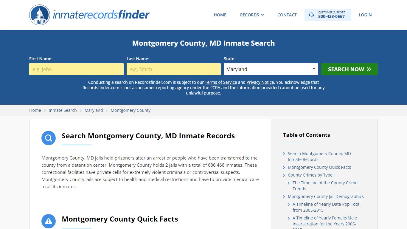 Montgomery County, MD Inmate Lookup & Jail Records Online