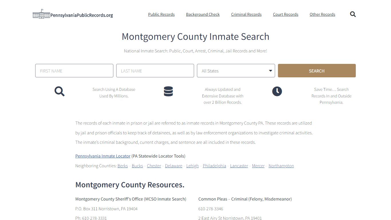 Montgomery County Inmate Search - MCSO Current & Past Jail Records